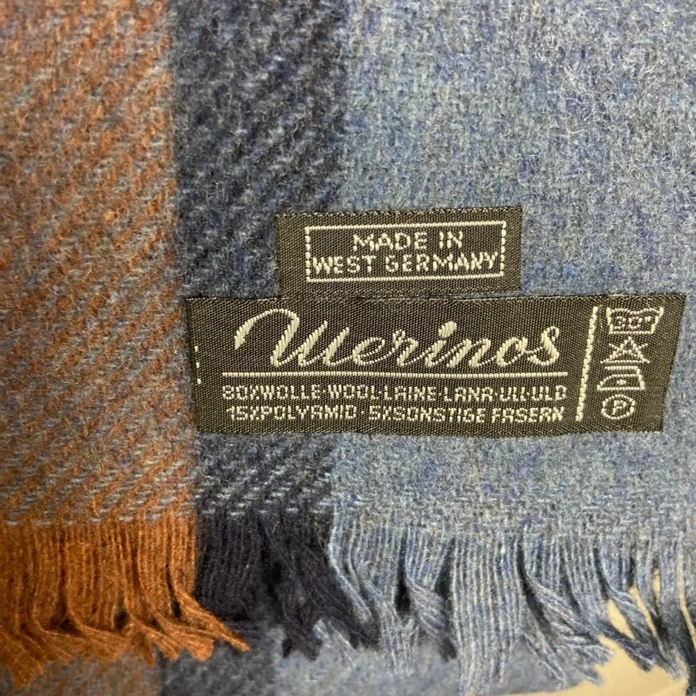 Vintage Wool Plaid Scarf West Germany